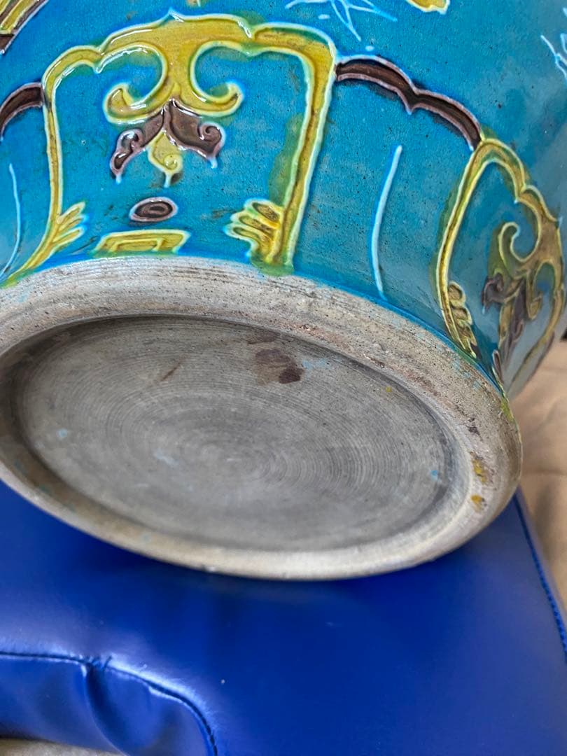 中国明代珐華彩携琴訪友紋大缶サイズ高さ約25cm径30×口16cm