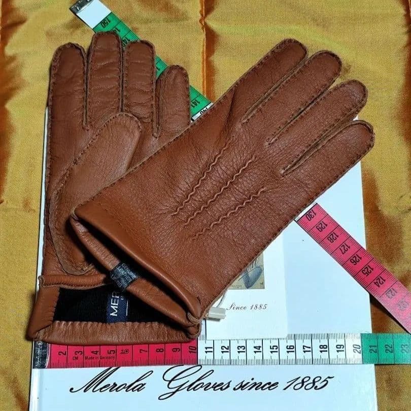 今季 メローラ ディアサドル＊コルク カシミア黒 革手袋 グローブ MEROLA