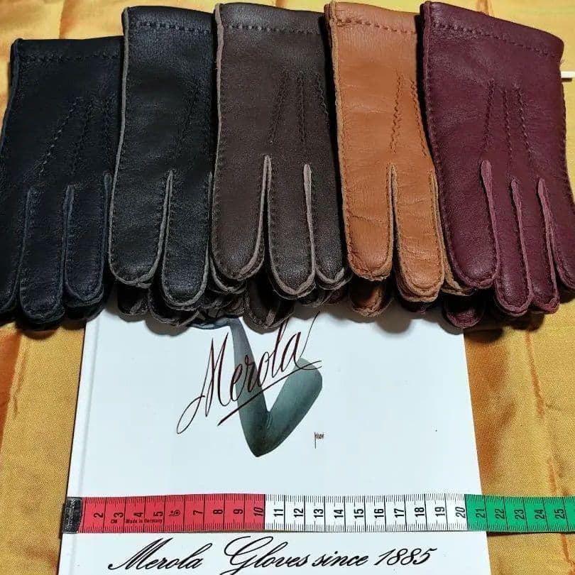 今季 メローラ ディアサドル＊コルク カシミア黒 革手袋 グローブ MEROLA