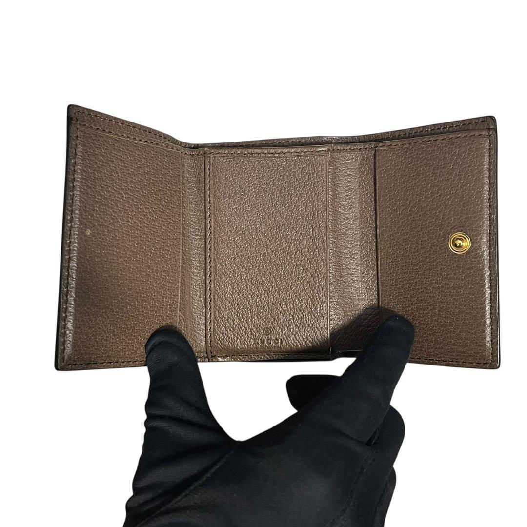 レア✨グッチ 三つ折り財布 GGマーモント オフィディア レザー ブラウン