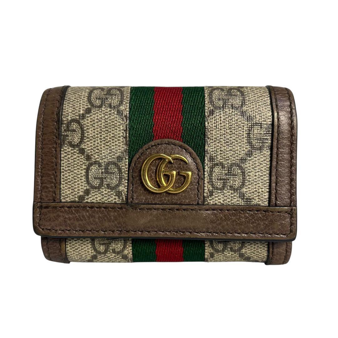 レア✨グッチ 三つ折り財布 GGマーモント オフィディア レザー ブラウン