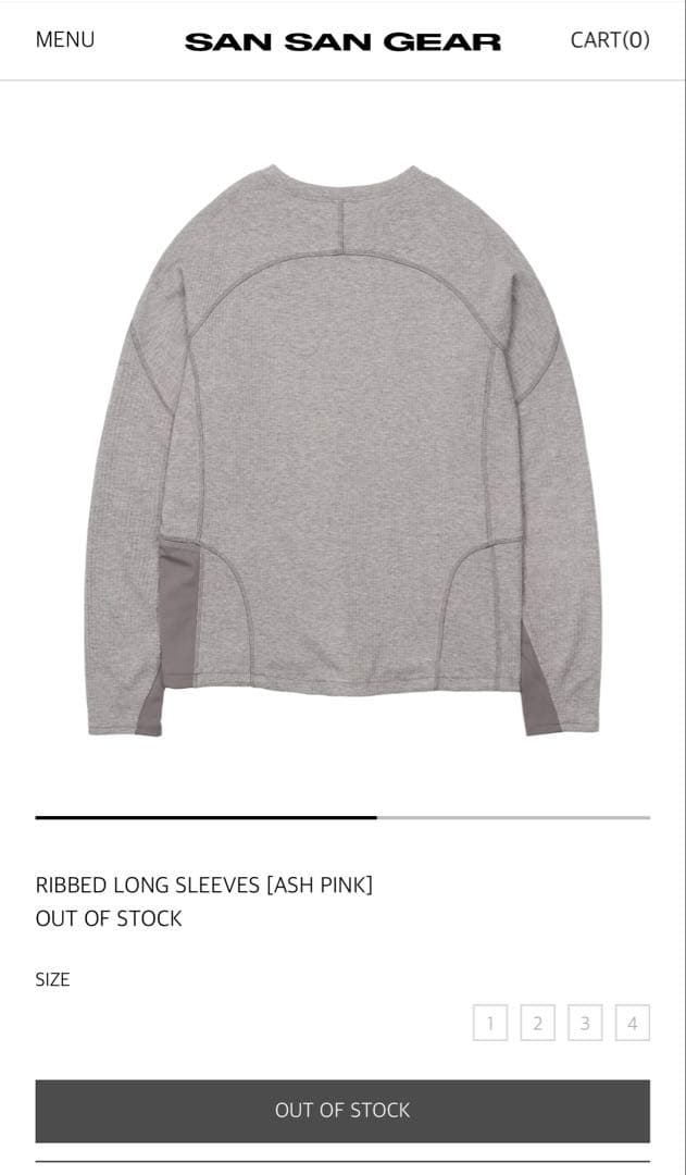 トップス sansangear ribbed long sleeves ash pink