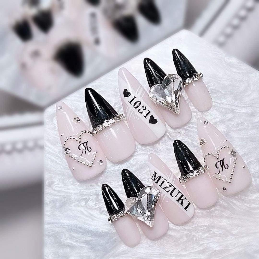 ネイルチップ 韓国 量産型 現品 シンプル ワンホン ヲタク ちゅるん フレンチ