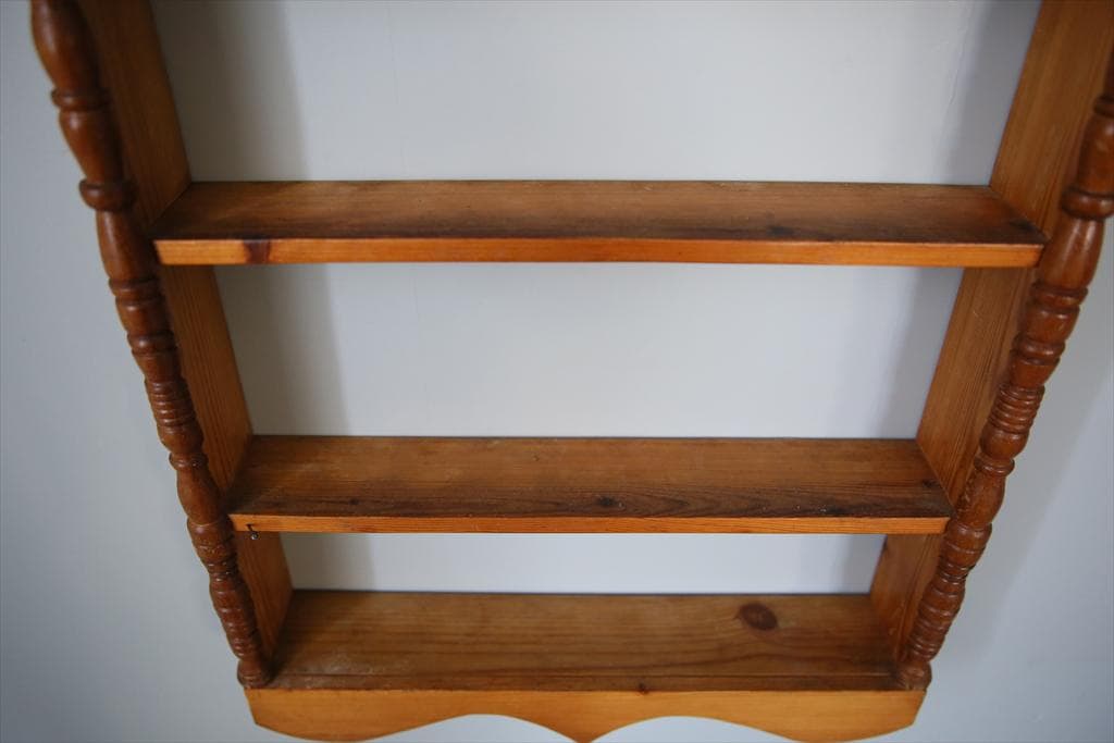 イギリスアンティーク木製ウォールシェルフ/壁掛けラック/飾り棚(91-182)