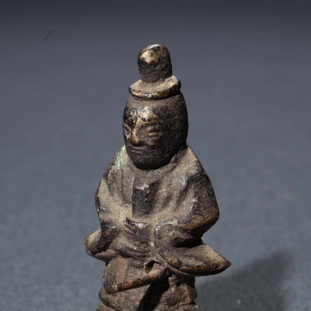 天神立像　菅原道真　天神様　銅製　骨董　仏像　R1682