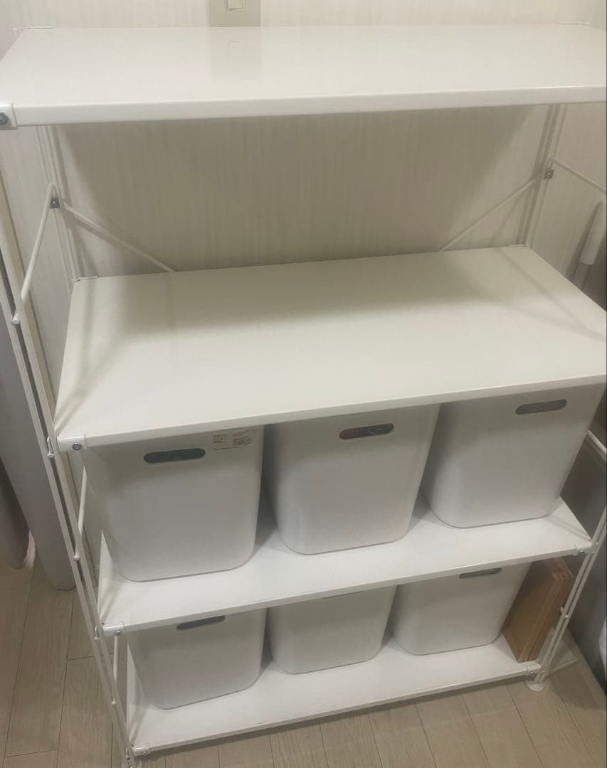 と*☆様 無印良品 スチールユニットシェルフ スチール棚セット 中 ワイド 4段