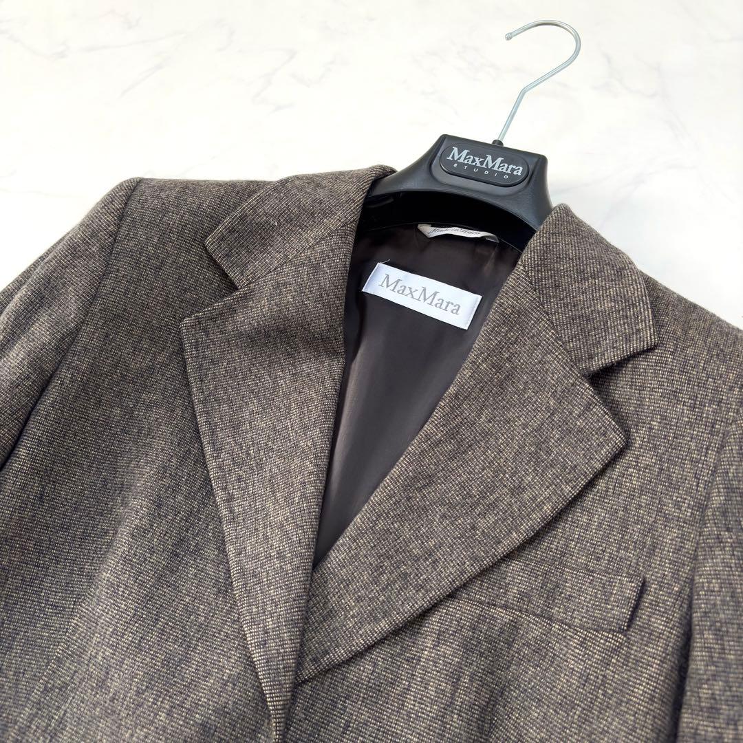 大きいサイズ✨マックスマーラ 【白タグ】パンツスーツ アンゴラ混 42/40