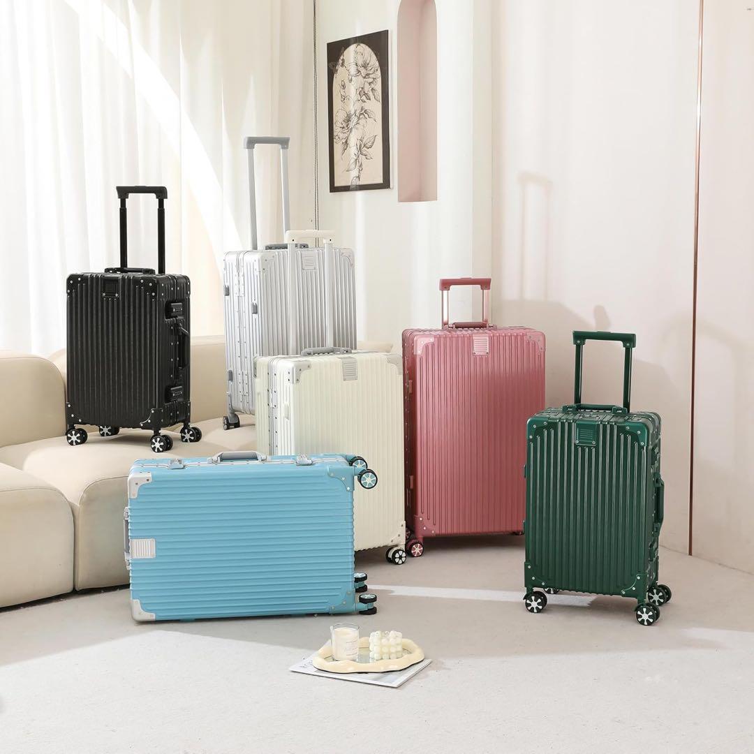 スーツケース アルミフレーム ダブルキャスター M 60L 4〜6泊 シルバー