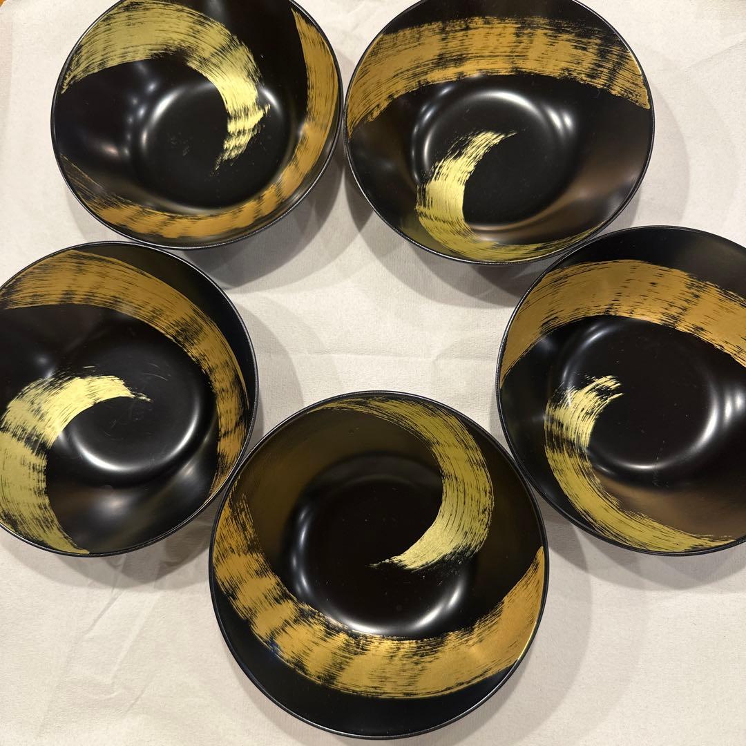 山田平安堂　取鉢揃 龍呼(5枚組)　和食器/取り鉢/漆塗り