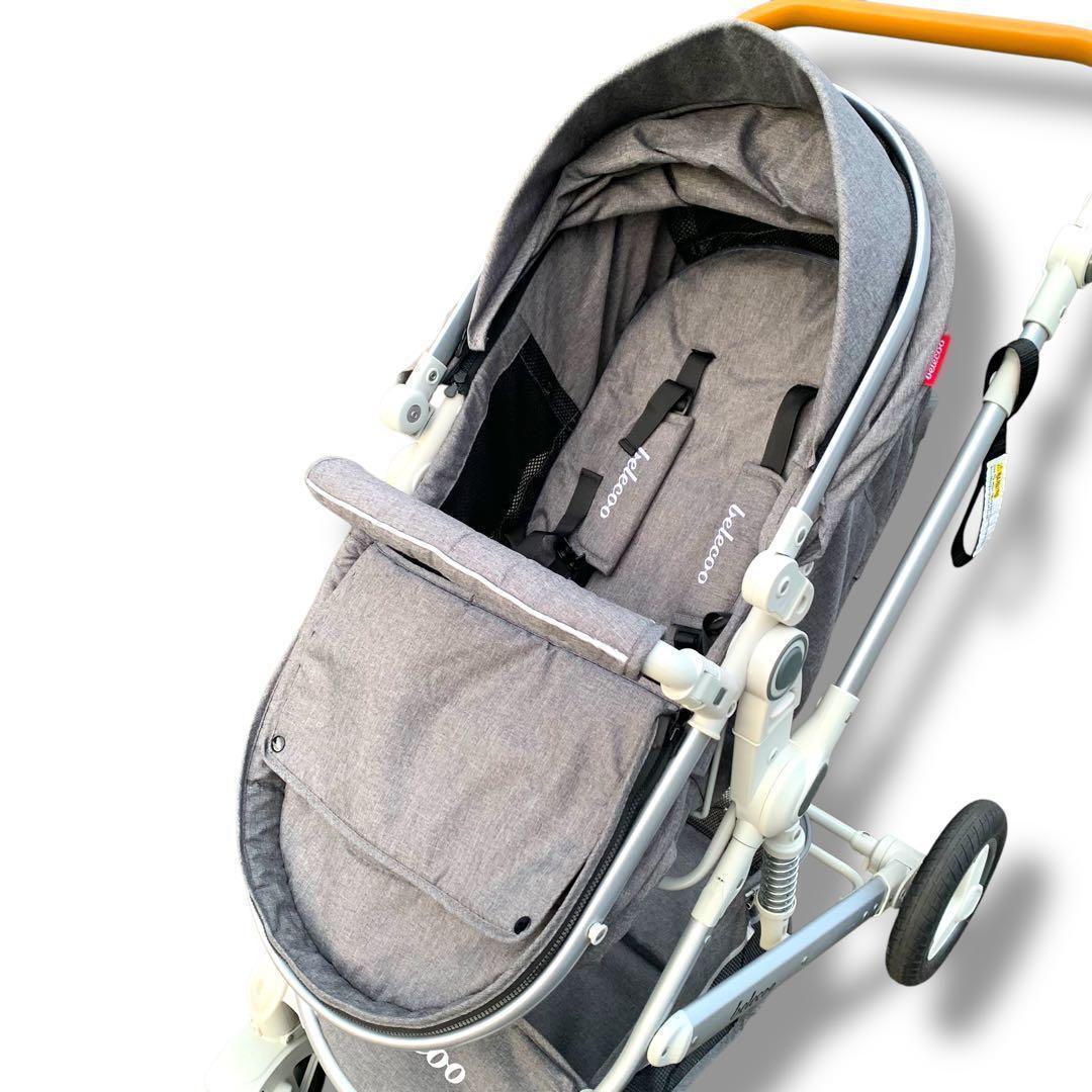 極美品　belecoo ベビーカー チャイルドシート グレー　ベビーキャリー