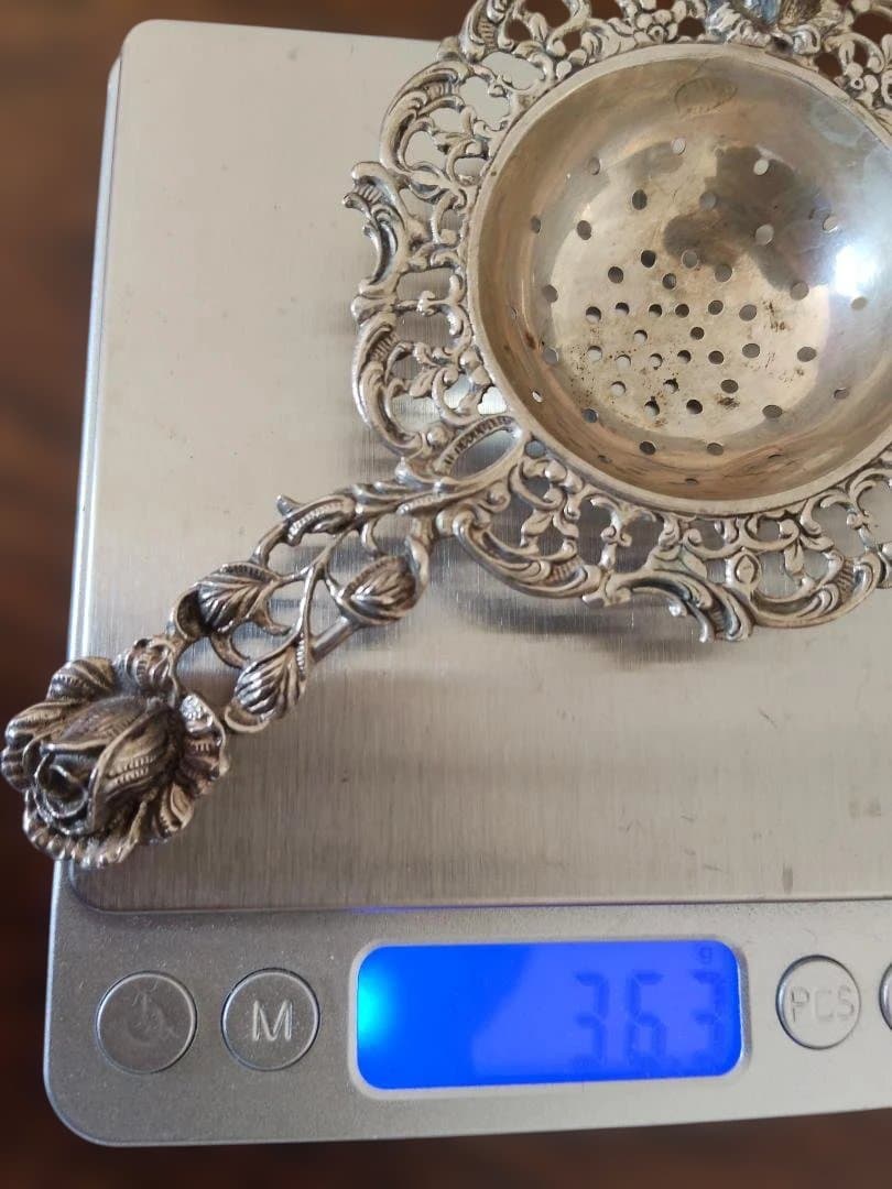 最終価格ヒルデスハイムの薔薇、ティーストレーナー、美品、稀少品、８３５シルバー