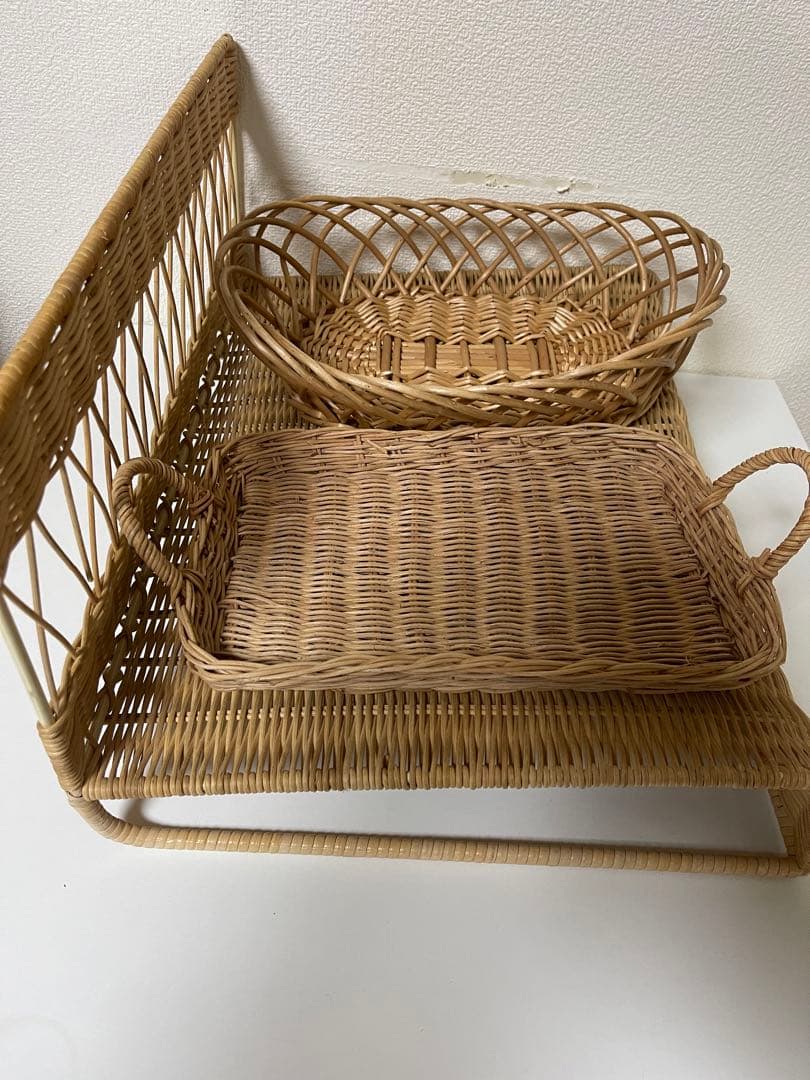 ラタン　籐籠　バスケット　BIG ラタン　籐籠　トレー
