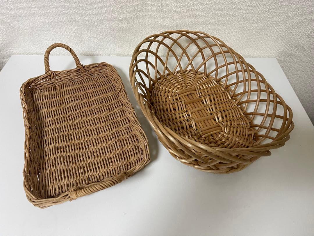 ラタン　籐籠　バスケット　BIG ラタン　籐籠　トレー