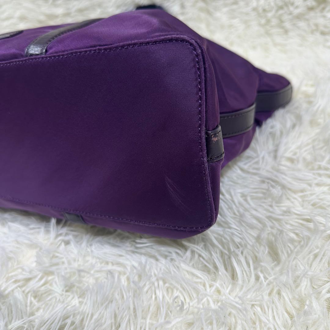 ポールスミス ビジネス トートバッグ パープル ナイロン レザー ロゴ