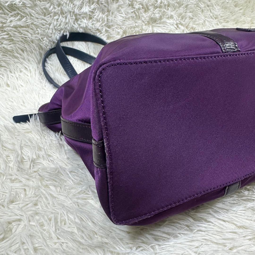 ポールスミス ビジネス トートバッグ パープル ナイロン レザー ロゴ