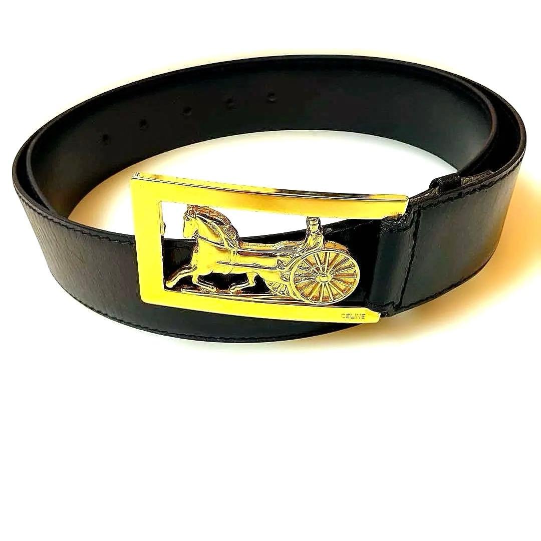 【M】CELINE ベルト 馬車金具 ホースキャリッジ ゴールド 希少