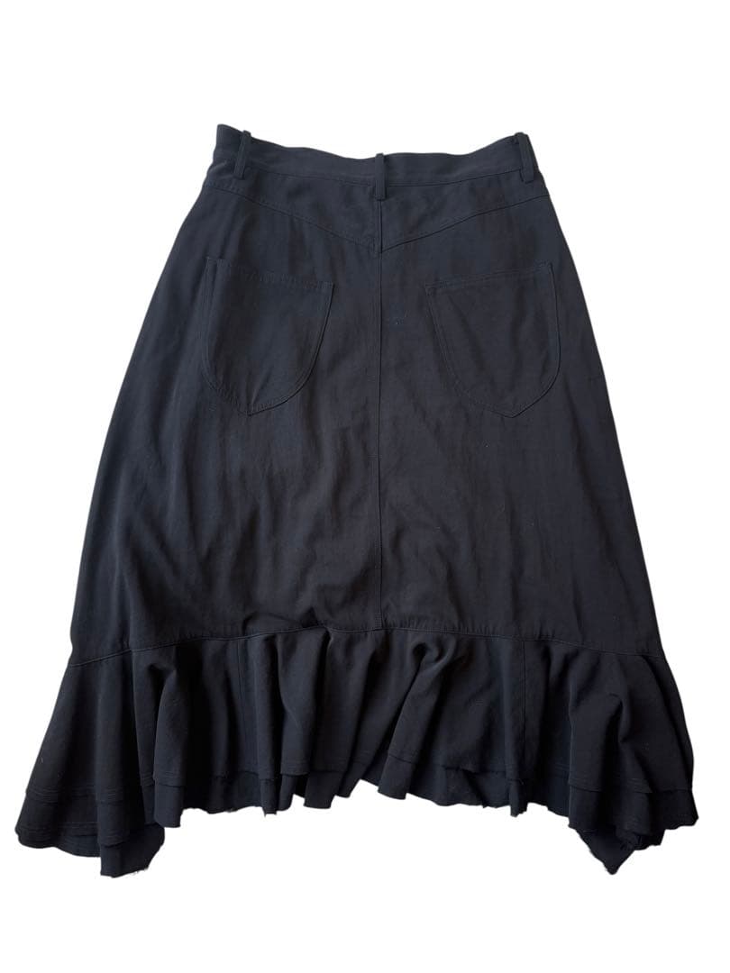 美品！Y's フリル付きブラックロングスカート
