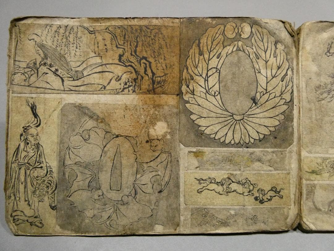 江戸時代 金工師による刀装具下絵帳　◆武具意匠の貴重資料　鍔・縁頭・目貫など