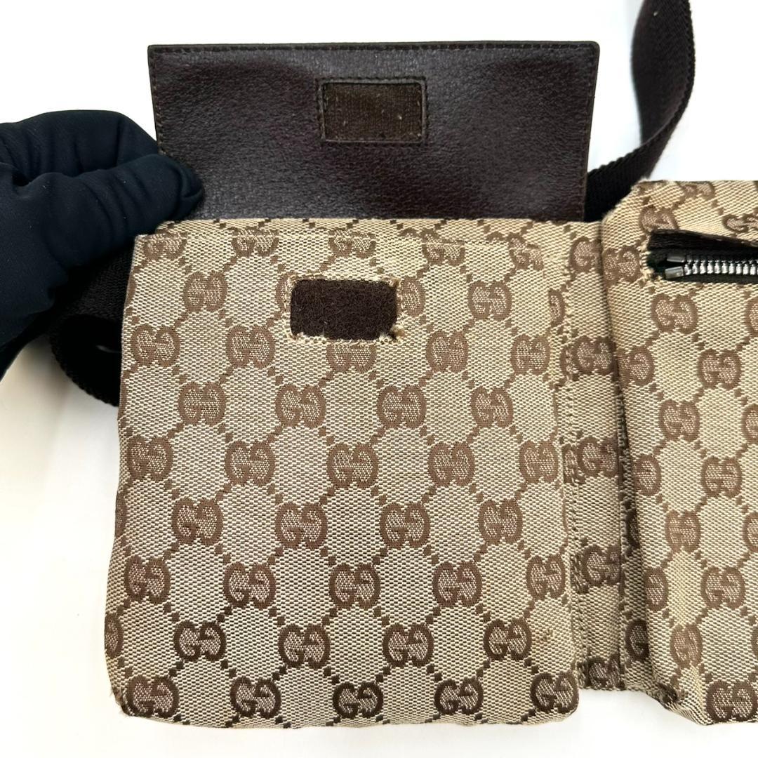 GUCCI グッチ GGキャンバス ボディバッグ ウエストバッグ シルバー金具