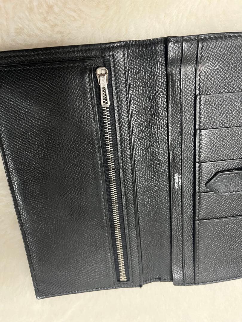 HERMES エルメス べアン スフレ 長財布 二つ折り 黒 オールレザー