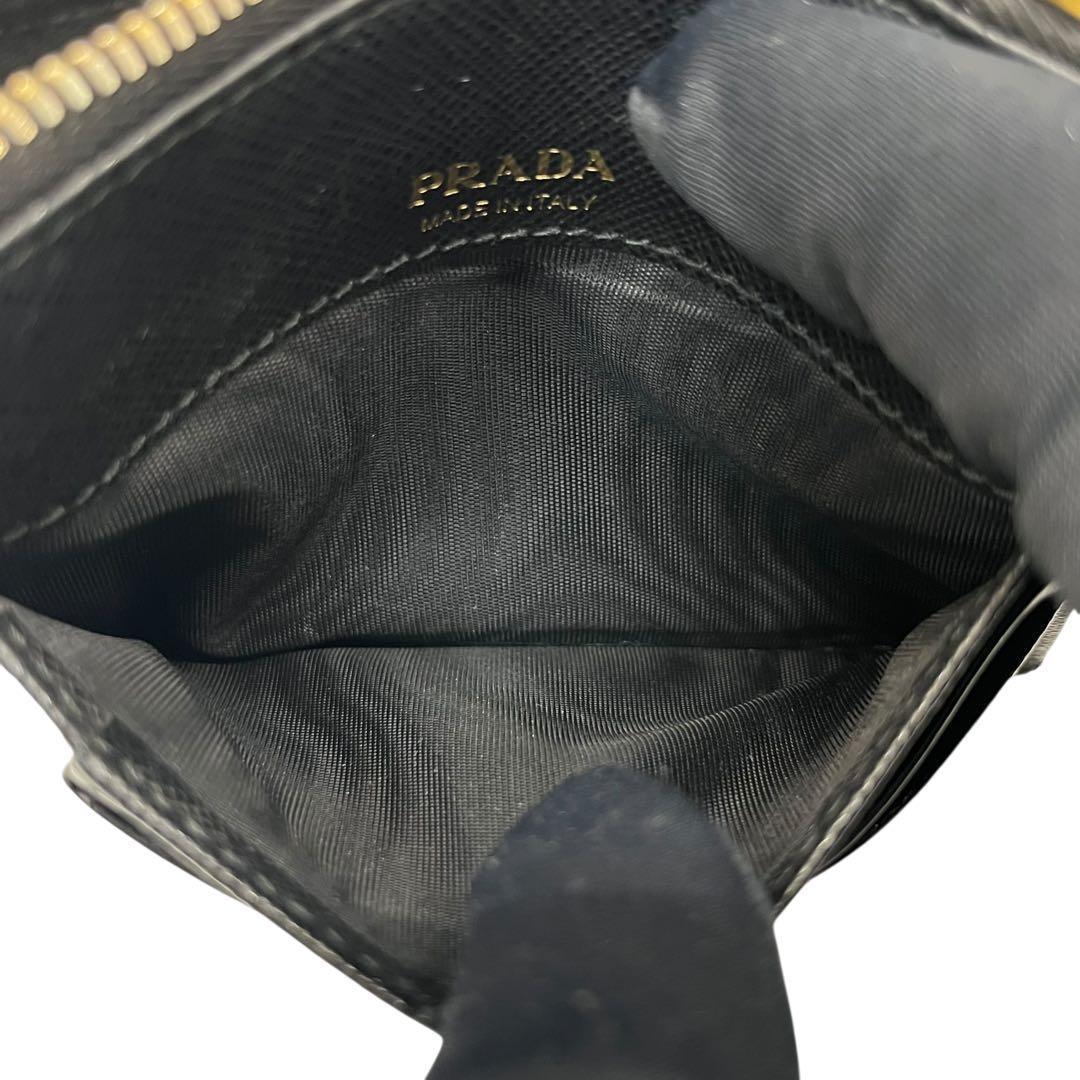 希少✨プラダ ミニ財布 ケース サフィアーノレザー シャイン ブラック