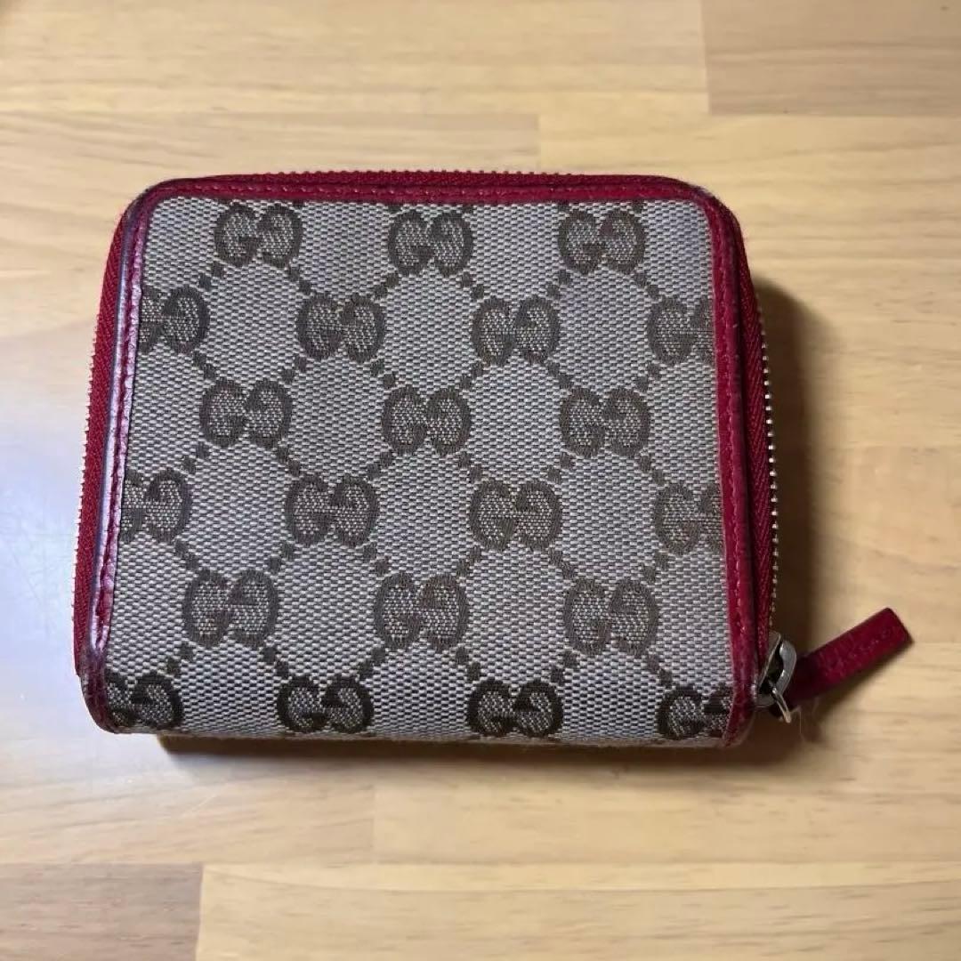 Gucci GGパターン 二つ折り財布 ベージュ/レッド