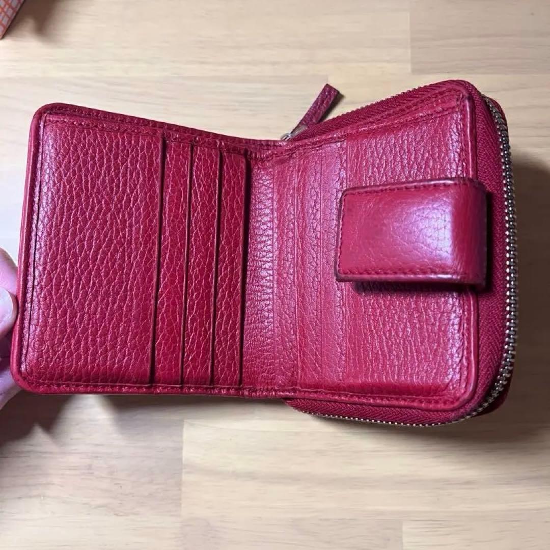 Gucci GGパターン 二つ折り財布 ベージュ/レッド