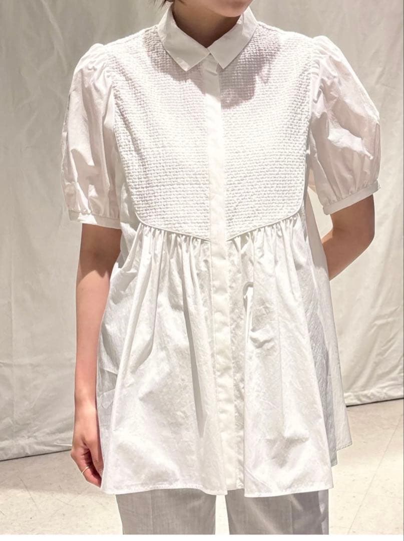 united arrows エンブロイダリー コンビ ショートスリーブ ブラウス