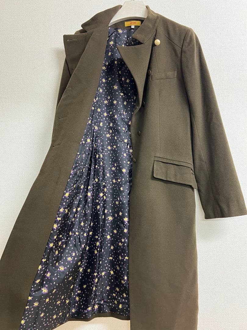 KENZO ウールカシミヤ　ロングコート　星柄総裏地