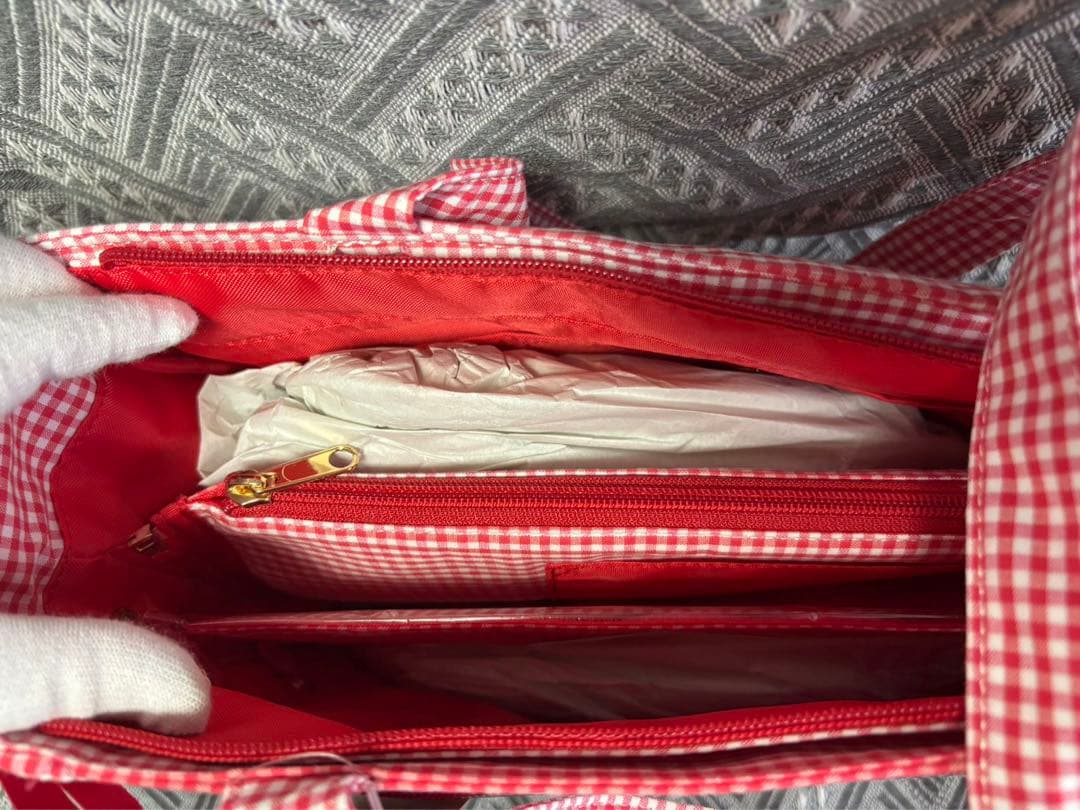 「wego」 チェックレースアップ　痛バッグs レッド