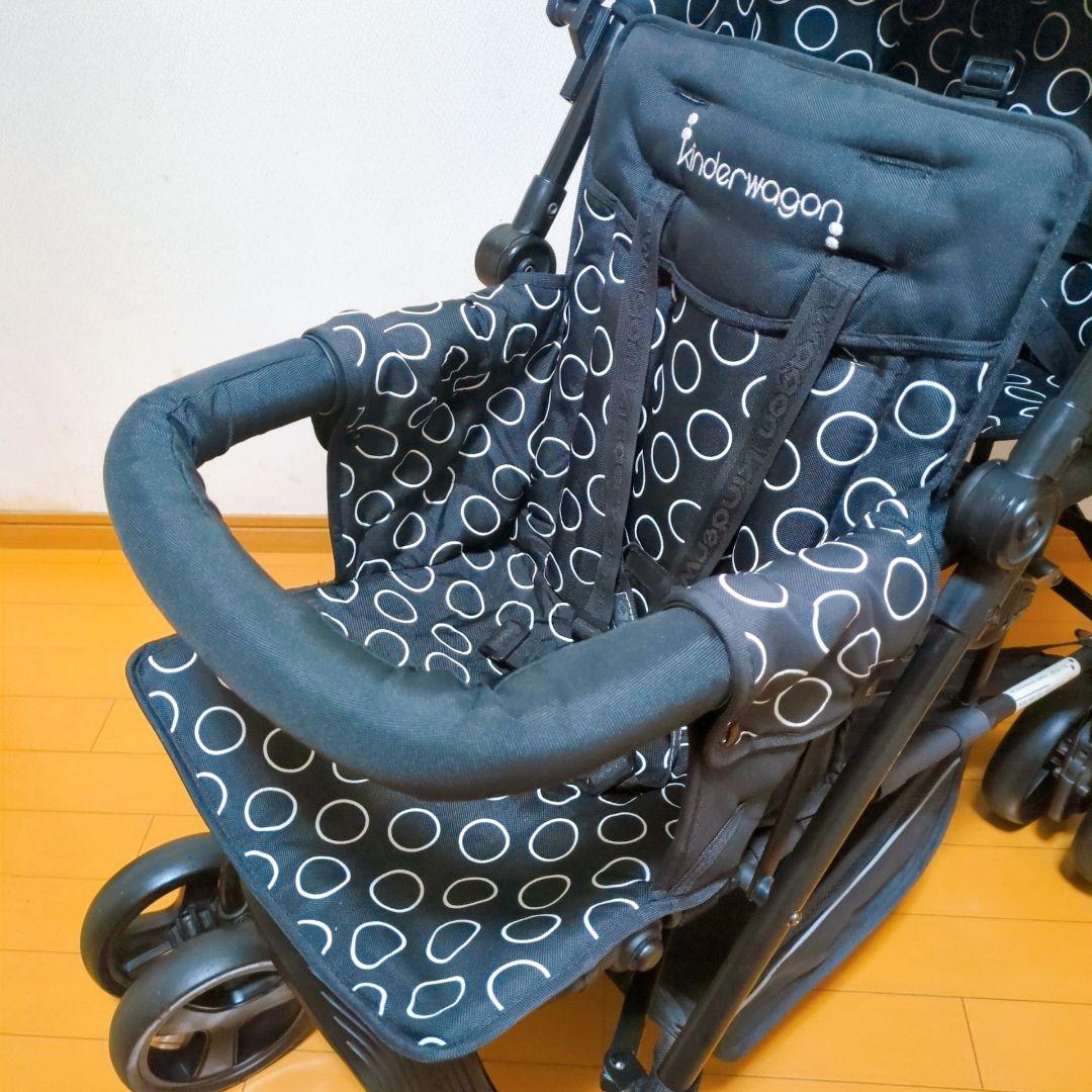 ✨良品✨キンダーワゴン DUOシティHOP 2人乗りベビーカー レインカバー付き
