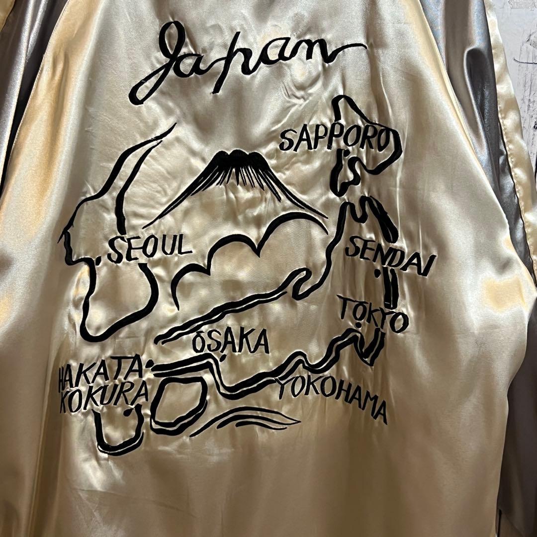 【極美品】 テーラー東洋リバーシブル ボルドー L サテン スカジャン 鷲 日本