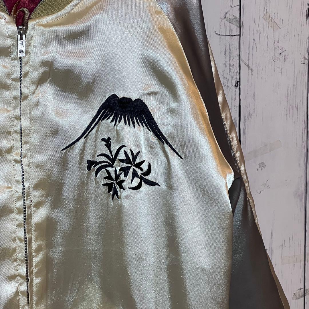 【極美品】 テーラー東洋リバーシブル ボルドー L サテン スカジャン 鷲 日本