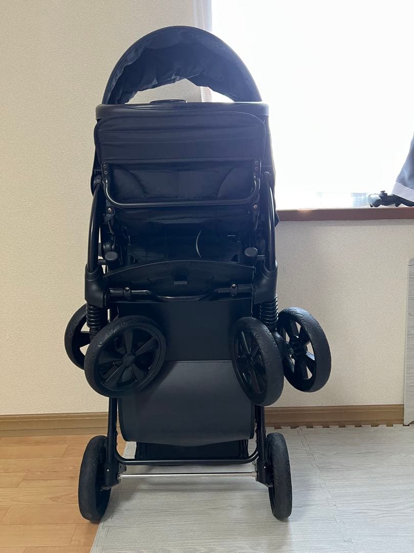 ダブルベビーカー グレー 折りたたみ式 2人乗り