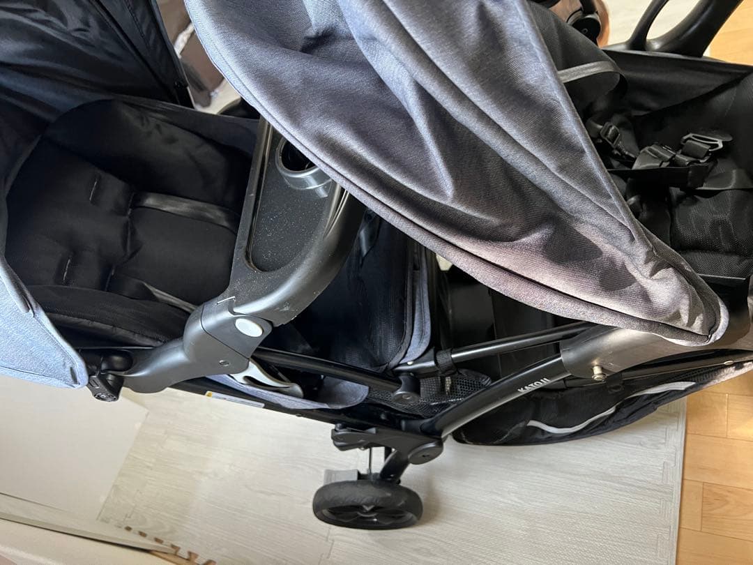 ダブルベビーカー グレー 折りたたみ式 2人乗り