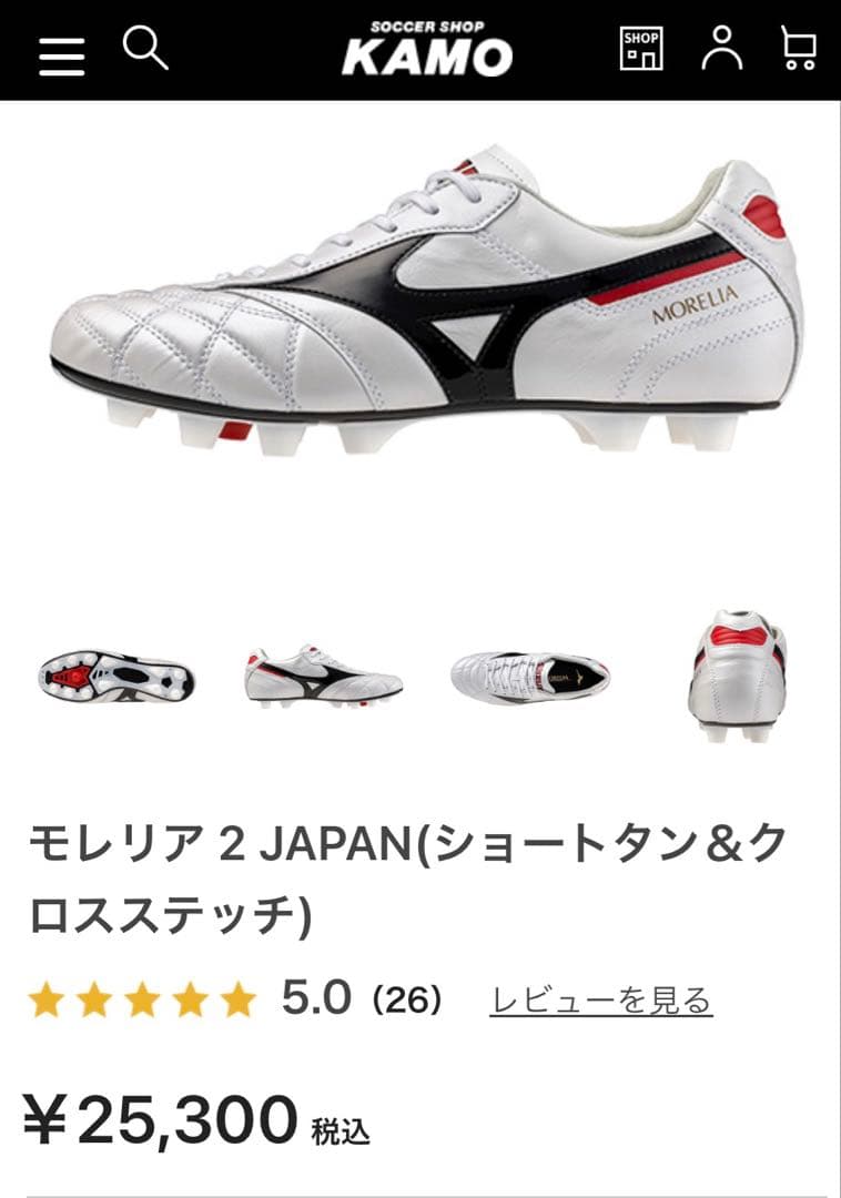 モレリア2 自宅で試し履きのみ　23.5 ミズノ　未使用