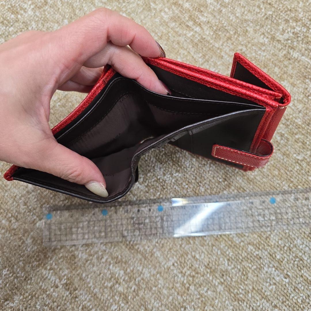 レザー 二つ折り財布 レッド
