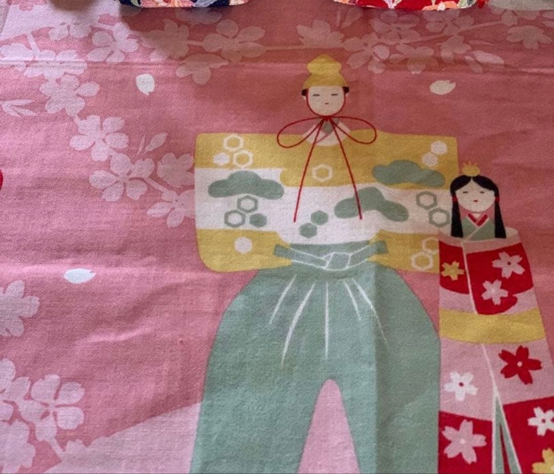 cinna……•*¨*•.¸手ぬぐい ひな祭り トート 黒 まとめ割り