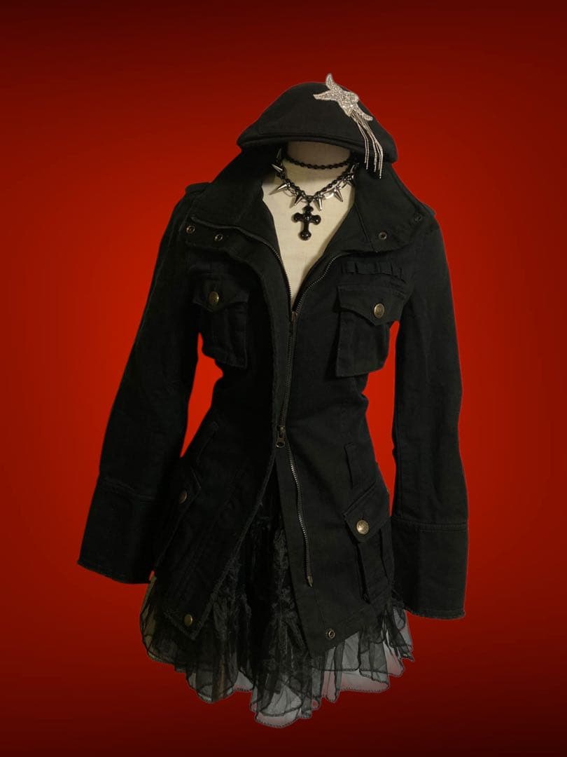 y2k黒デニムNANAフェアリーグランジパンクライダース古着屋ロックパンク