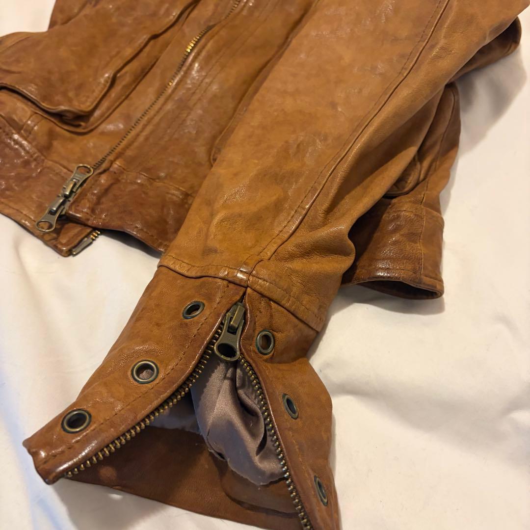 sistematic 羊革 レザージャケット　y2k ダブルジッパー