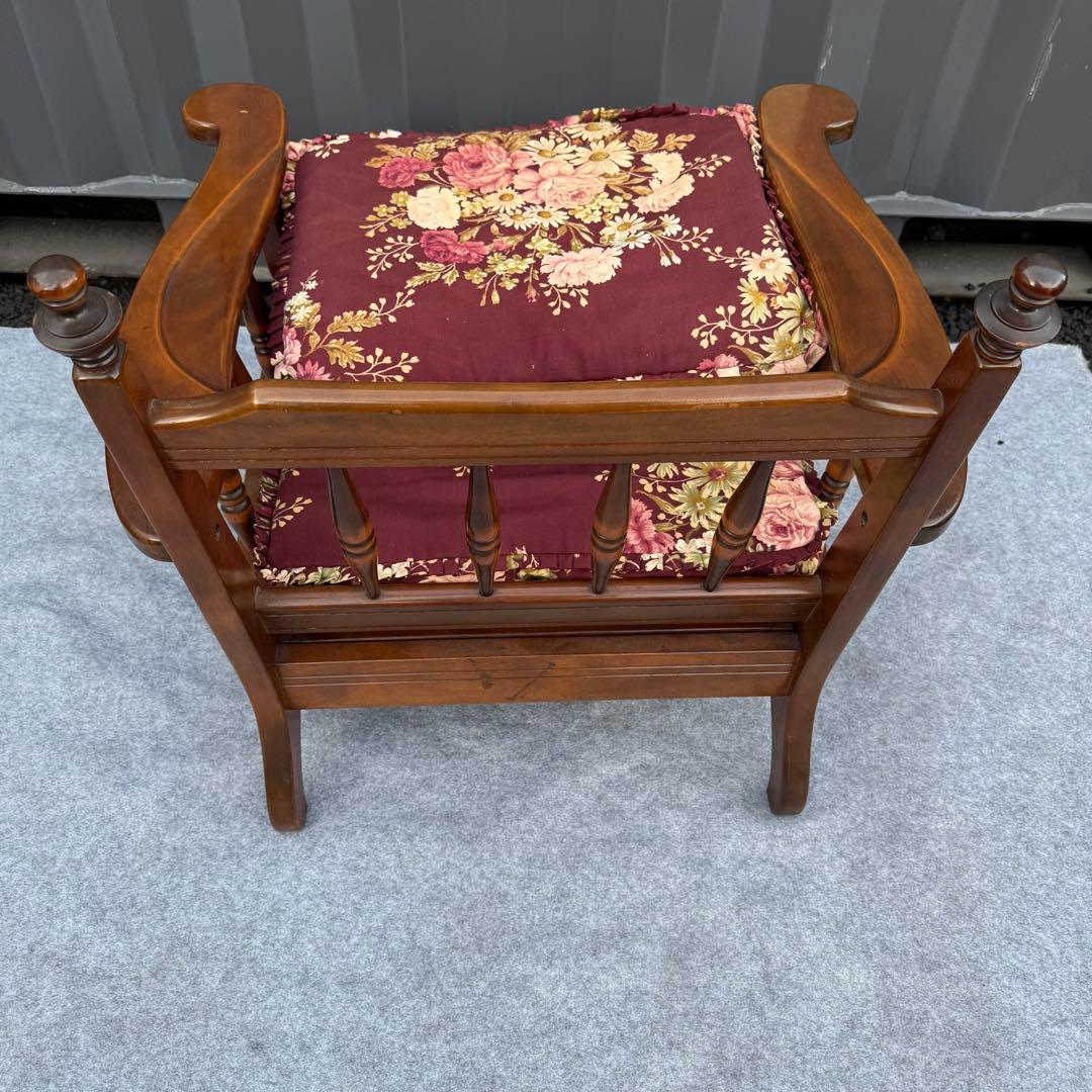 花柄 クッション 木製 アンティーク調 一人掛けチェア カリモク風