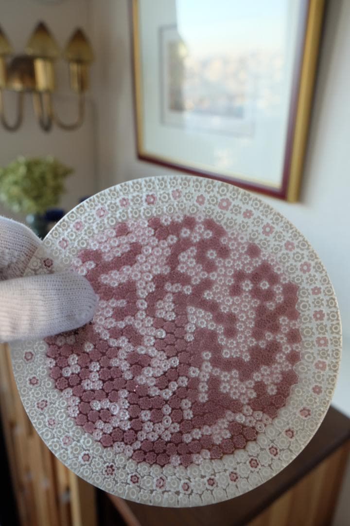 ベネチアンガラス ミルフィオリ プレート エルコーレモレッティ　江波冨士子