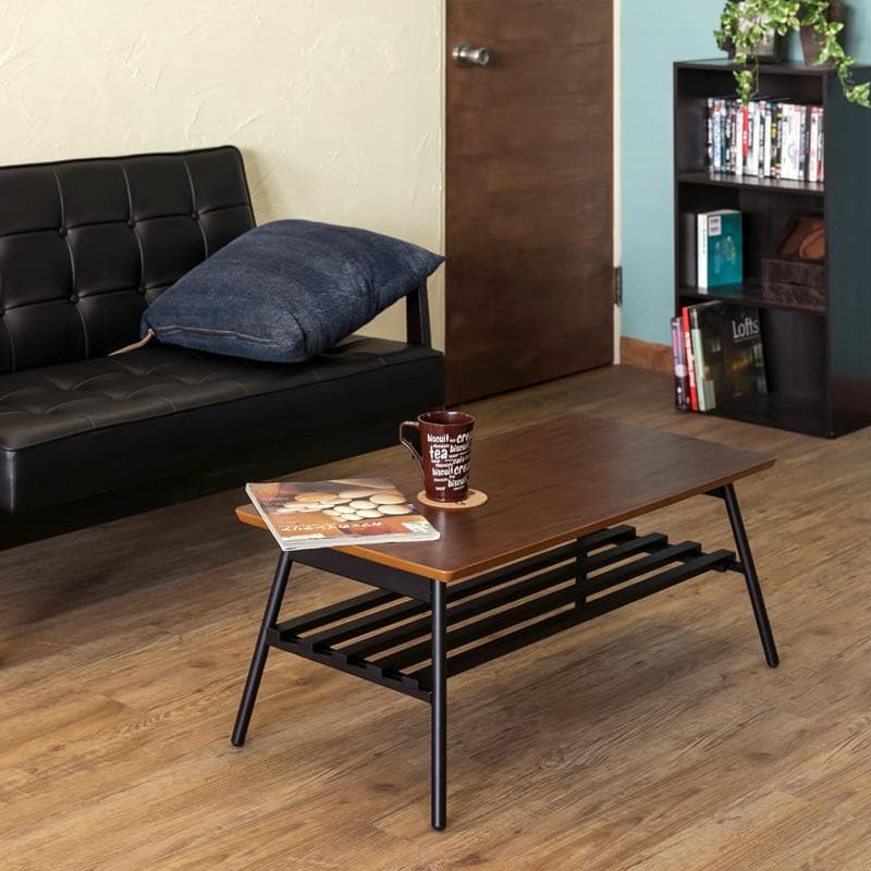 【送料無料】棚付き折れ脚テーブル Luster 80cm 天然木 収納 木目調