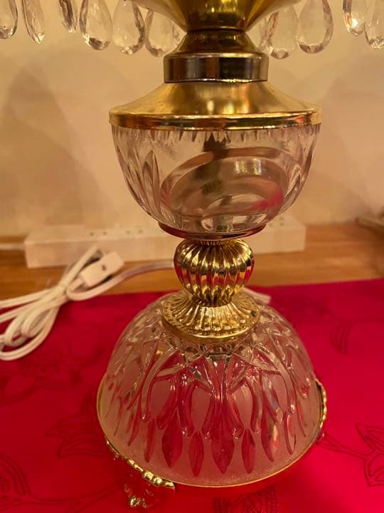 美品　ガラス　シャンデリアランプ　アンティークランプ