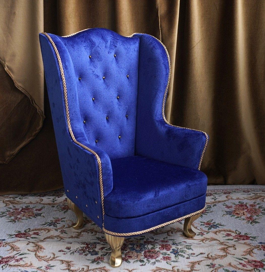 無言取引◎匿名配送 1/3ウィングチェア1人用 群青