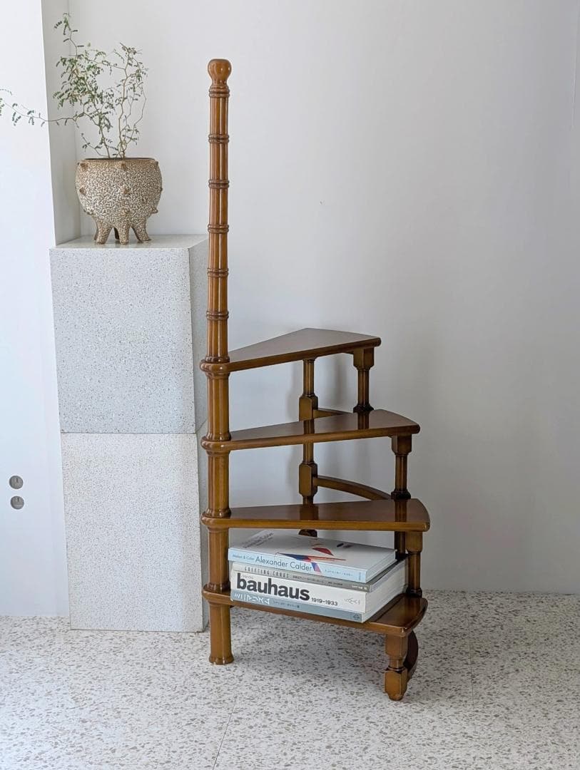 ビンテージ ライブリーステップ 螺旋階段 飾り棚 踏み台 ミッドセンチュリー