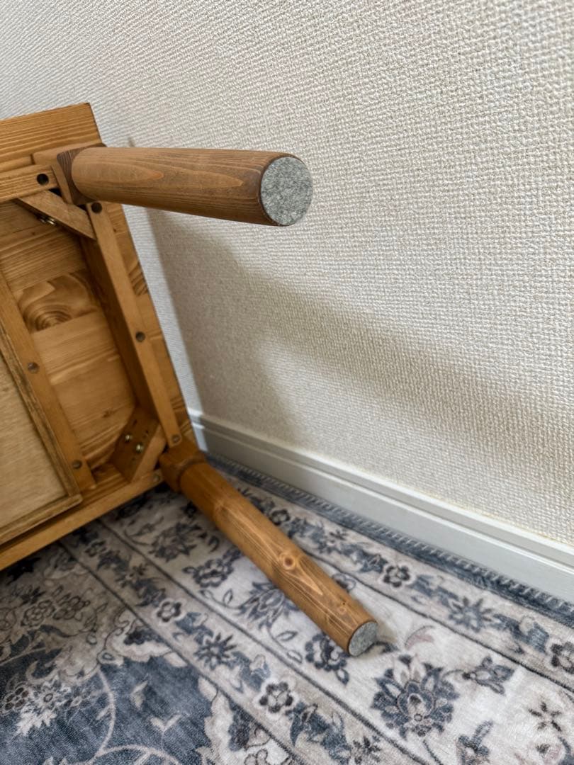 木製ガラス天板 長方形ローテーブル　ナチュラル ヴィンテージアンティーク