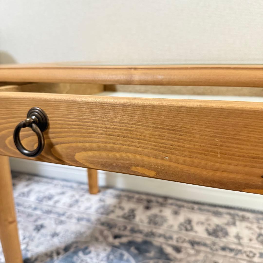 木製ガラス天板 長方形ローテーブル　ナチュラル ヴィンテージアンティーク