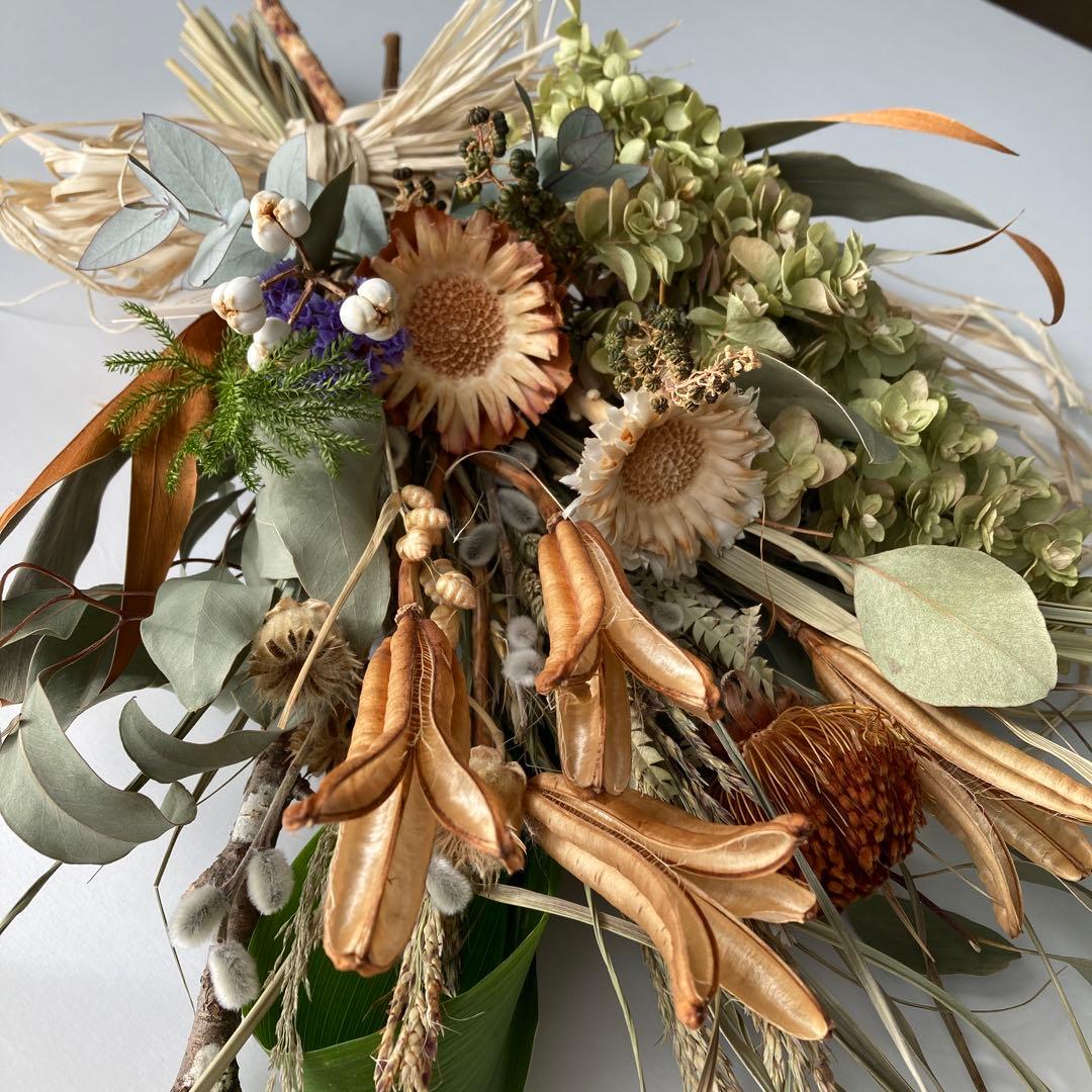 ワイルドフラワー　ナチュラル　草原　スワッグ　ブーケ　ドライフラワー　春