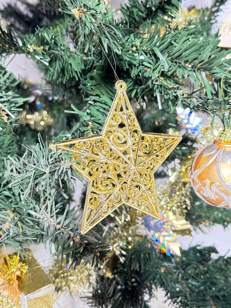 ゴールドのオーナメント　クリスマスツリー 約180cm